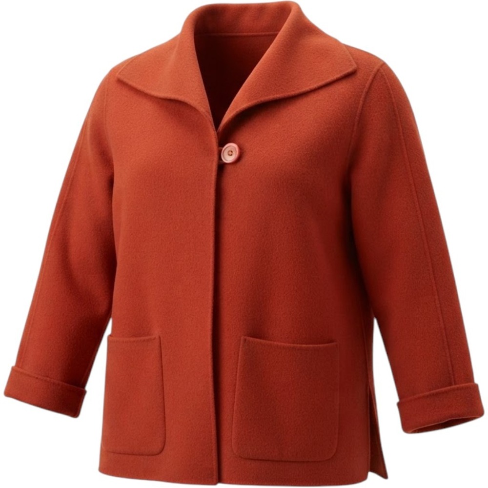 Carole Little Woman Wool Jacket Burnt Orange Y2K Minimalist Quiet Luxury 2X Chic